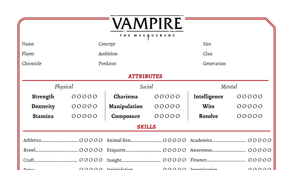 MAKE YOUR OWN VAMPIRE! Vampire: The Masquerade v5 Character Creation Guide  