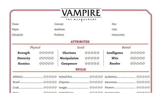 Character Creation: Vampire The Masquerade 5e 